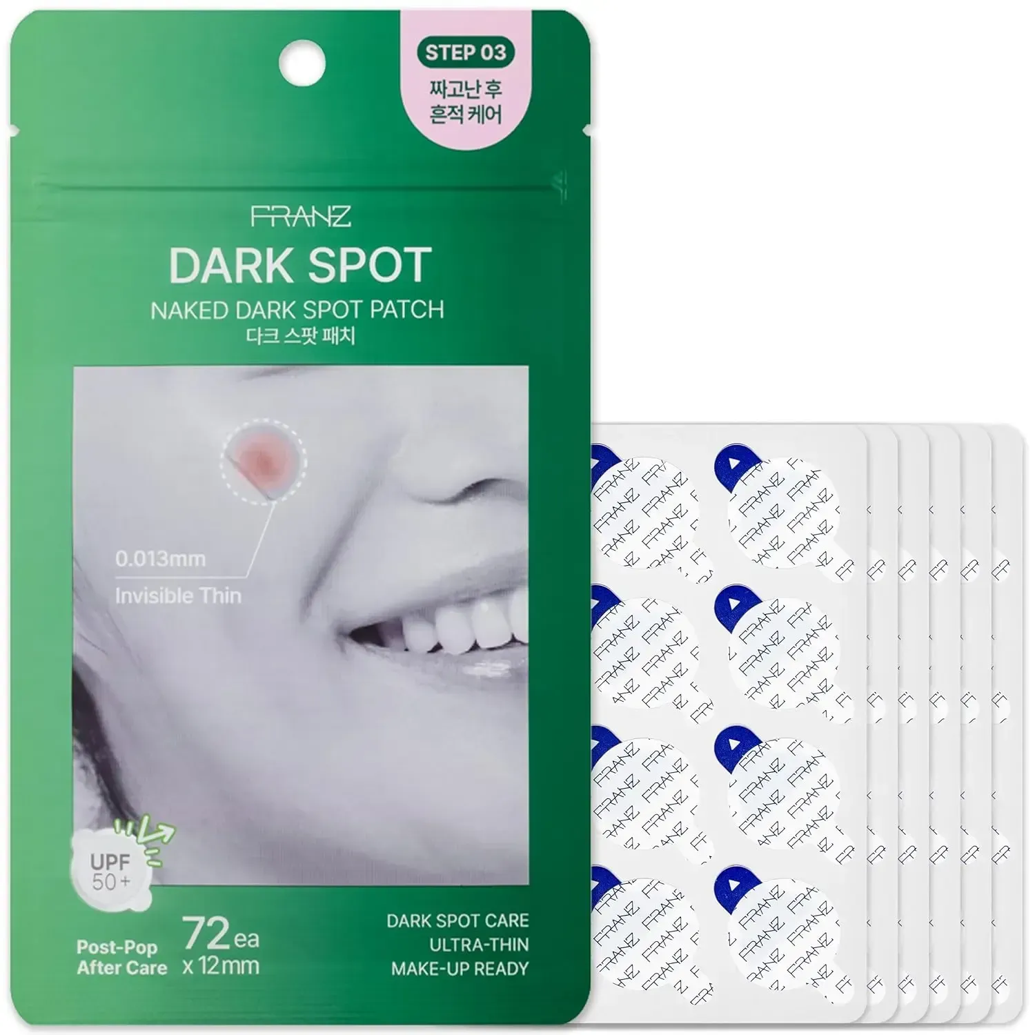 Miếng Dán Mụn Siêu Mỏng 0.03mm Franz Naked Spot Patch STEP 03*72 Miếng Chính Hãng Hover