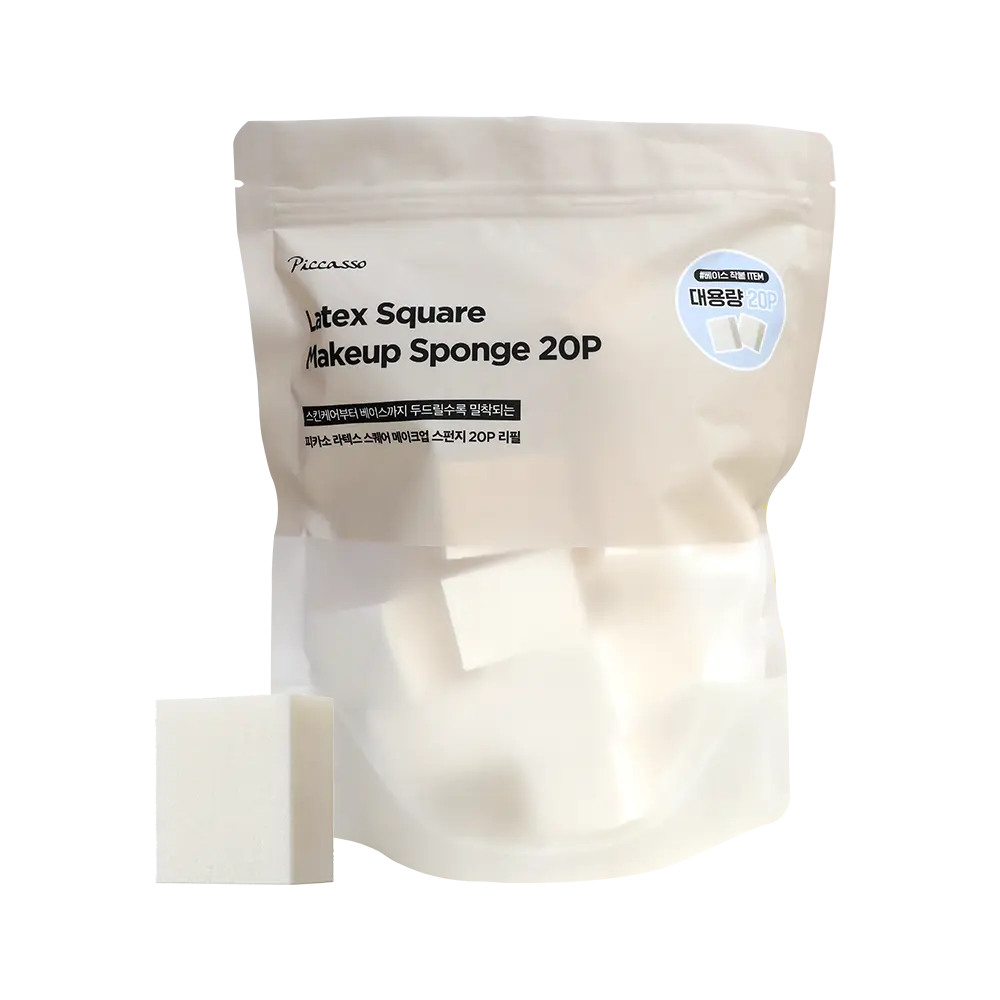 Bông mút trang điểm Piccasso Latex Square Sponge Refill 20P - Set 20 miếng mút vuông tán nền mịn, bản refill tiết kiệm